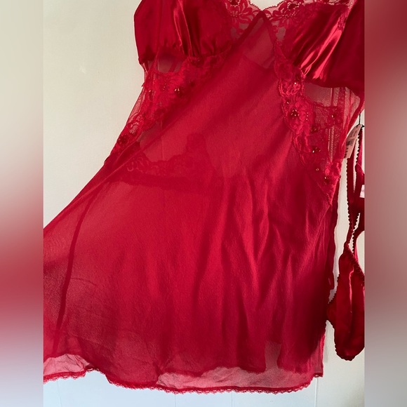 NWT Vintage Y2K Silk Victoria’s Secret Babydoll Pink Tag Sexy Sheer Set Thong - Picture 8 of 16
